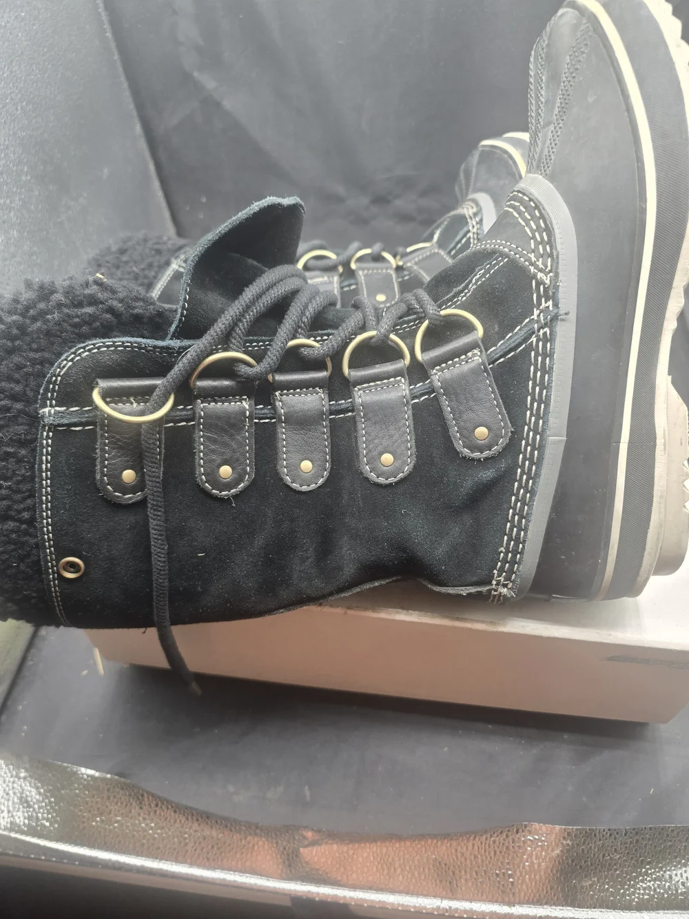Sorel Black Women's Winter Rain‎ Boots with Shearling Collar